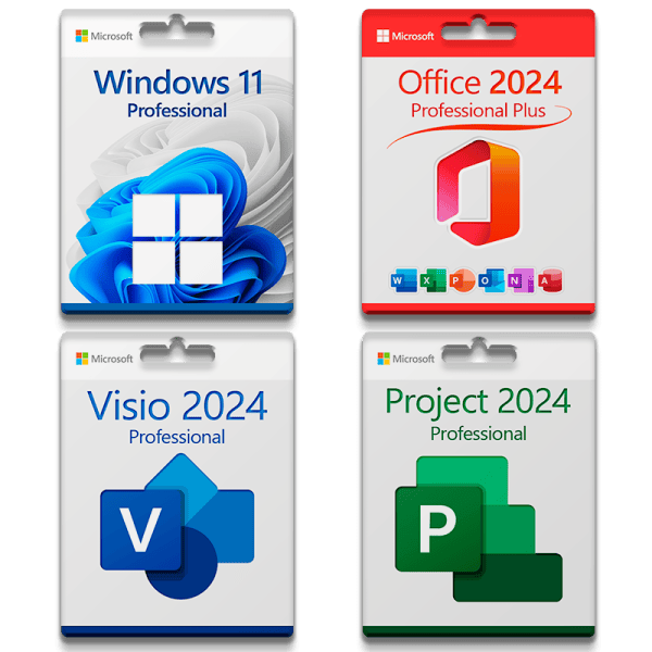 Microsoft Windows 11 Professional + Microsoft Office 2024 Professional + Project 2024 Professional + Visio 2024 Professional for 3 PC